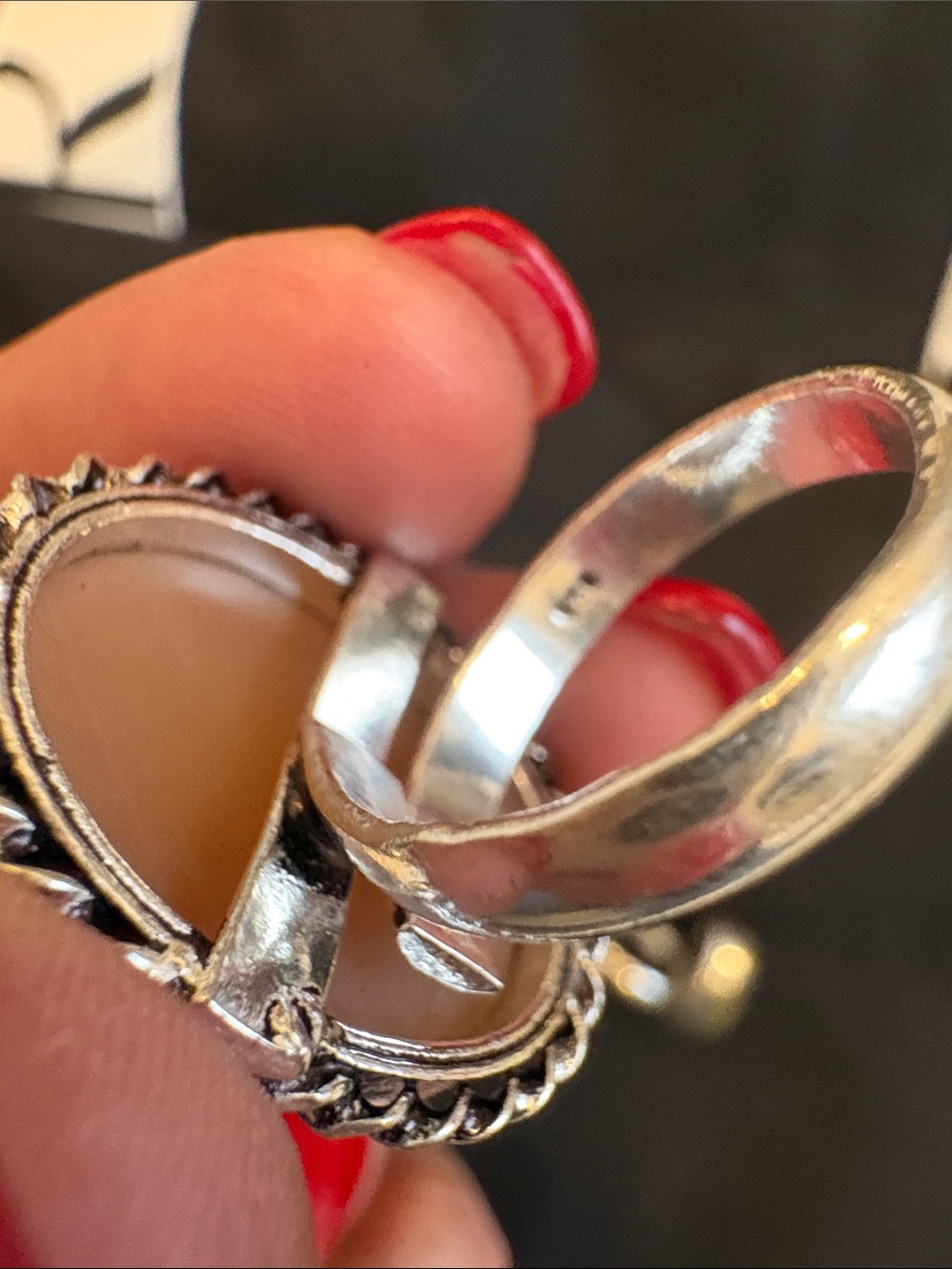 9 New Handcrafted Natural Multi-Stone Adjustable Cocktail Rings 925 Silver - Picture 11 of 13
